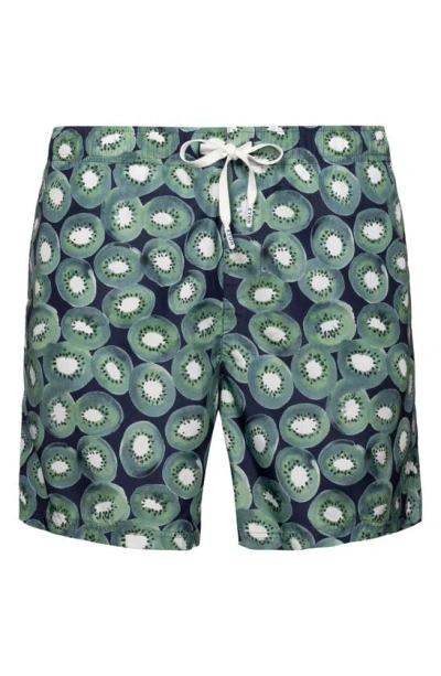 Eton Printed 5 Swim Trunks In Blue