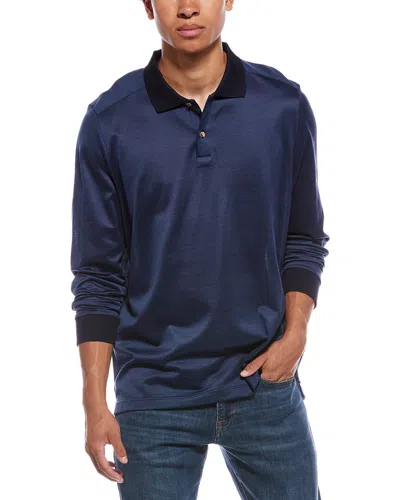 Eton Knit Jacquard Polo Shirt In Blue