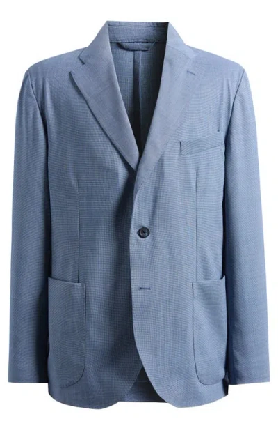 Eton Lana Tailored Fit Hopsack Tech Soft Wool Blend Blazer In Blue