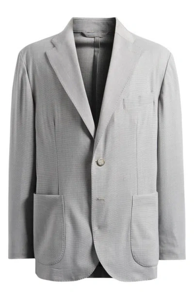 Eton Lana Tailored Fit Hopsack Tech Soft Wool Blend Blazer In Gray
