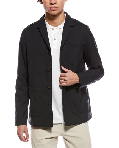 Eton Lined Wool Overshirt In Black
