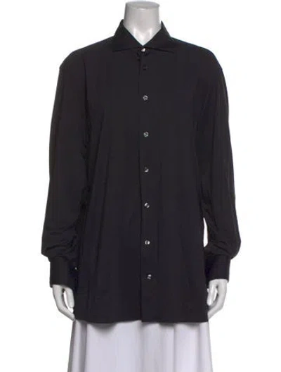 Pre-owned Eton Long Sleeve Button-up Top In Black