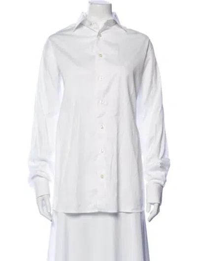 Pre-owned Eton Long Sleeve Button-up Top In White