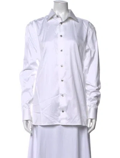 Pre-owned Eton Long Sleeve Button-up Top In White