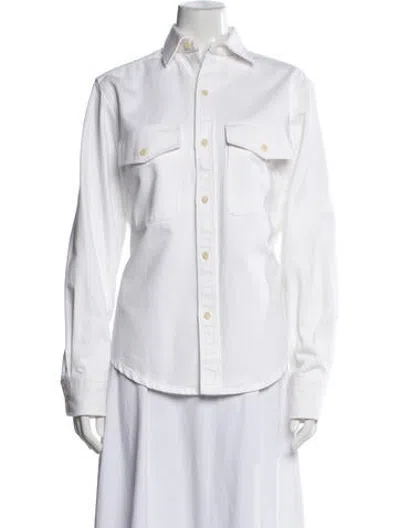 Pre-owned Eton Long Sleeve Button-up Top In White