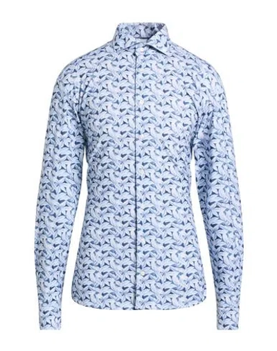 Eton Man Shirt Slate Blue Size 17 Cotton, Elastane