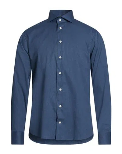 Eton Man Shirt Slate Blue Size M Cotton