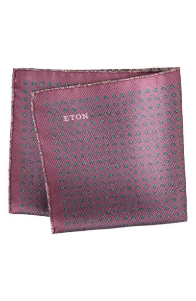 Eton Medallion & Paisley Reversible Silk Pocket Square In Pink