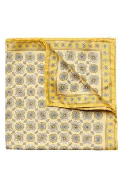 Eton Medallion Silk Pocket Square In Light Pastel Yellow