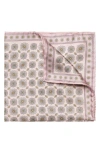 Eton Medallion Silk Pocket Square In Medium Pink