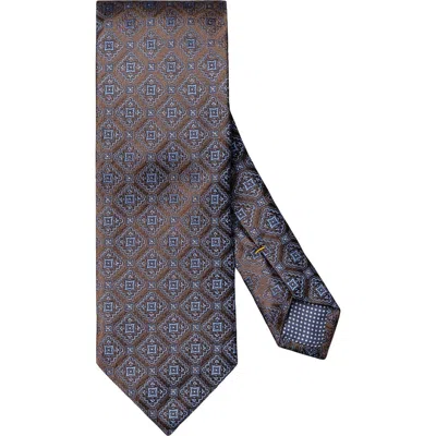 Eton Medallion Silk Tie In Brown
