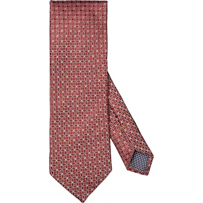 Eton Medallion Silk Tie In Medium Red