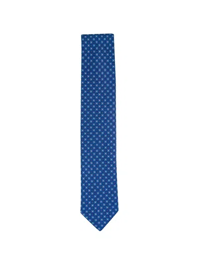 Eton Medallion Woven Silk Necktie In Blue