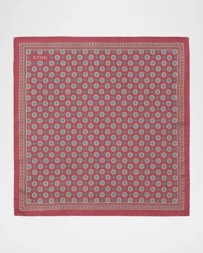 Eton Men & Apos;s Circle Medallion Silk Pocket Square In Pink