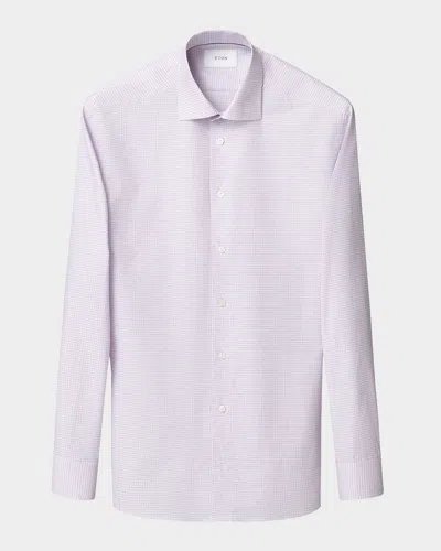 Eton Men & Apos;s Contemporary Fit Micro-check Twill Dress Shirt In Pink