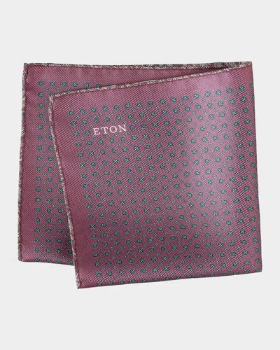 Eton Men & Apos;s Double-face Medallion To Paisley Silk Pocket Square In Purple