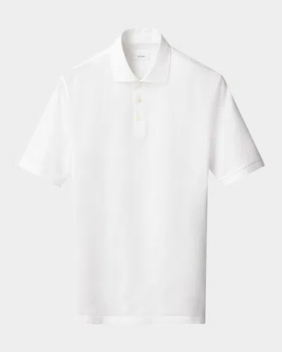 Eton Men & Apos;s Filo Di Scozia Cotton Jaquard Polo Shirt In White