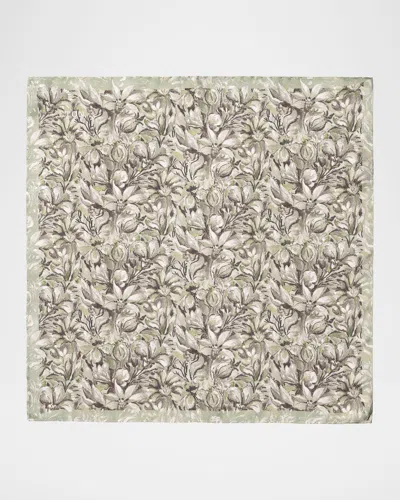 Eton Men & Apos;s Floral Artwork Silk Pocket Square In Purple