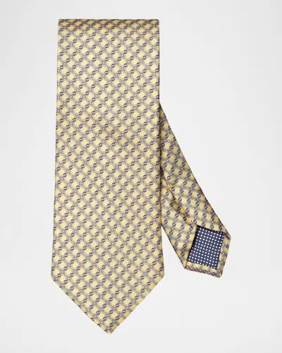 Eton Men & Apos;s Geometric Circle Print Silk Tie In Yellow