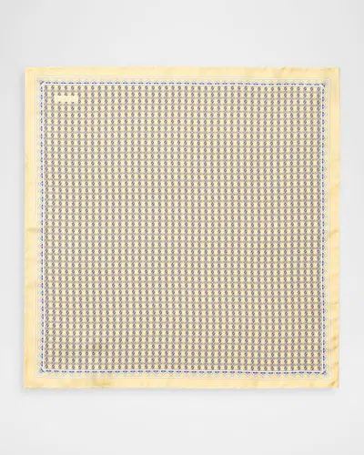 Eton Men & Apos;s Geometric Link-print Silk Pocket Square In Yellow