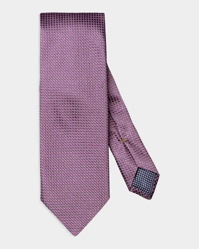 Eton Men & Apos;s Grid Check Satin Silk Tie In Purple