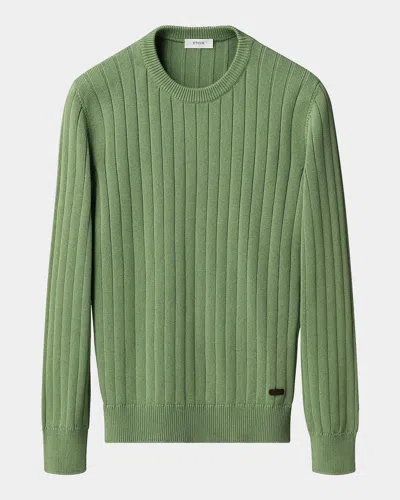 Eton Men & Apos;s Rib-knit Crewneck Sweater In Green