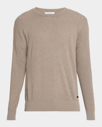 Eton Men & Apos;s Structured Cotton Knit Crewneck Sweater In Brown