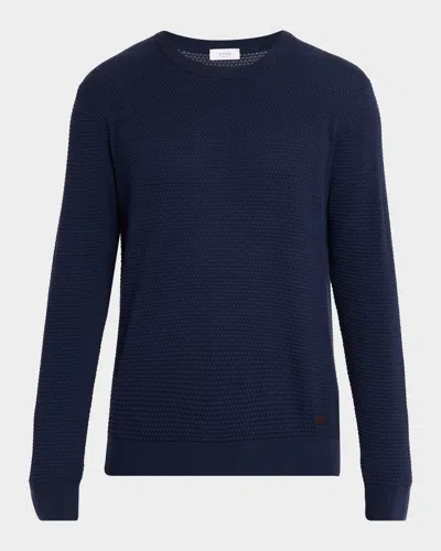 Eton Men & Apos;s Structured Knit Crewneck Sweater In Blue