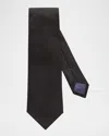 Eton Solid Textured Silk Classic Tie In Brown