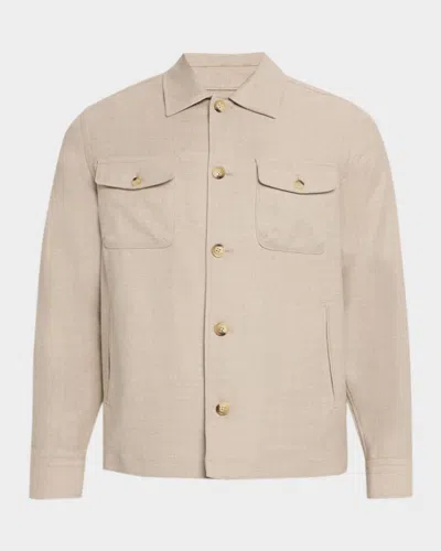 Eton Men & Apos;s Wool And Cashmere Overshirt In Brown