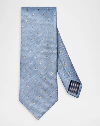 Eton Men & Apos;s Woven Floral Silk And Linen Tie In Blue