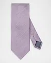 Eton Mid Purple Solid Linen & Silk Tie In Purple