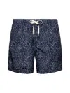 Eton Printed Drawstring 5 Swim Trunks In Blue