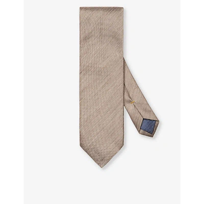 Eton Mens Beige Solid Silk-blend Tie