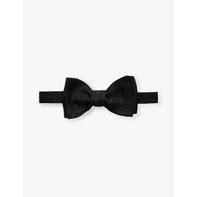 Eton Mens Black Shimmer-effect Silk-blend Bow Tie