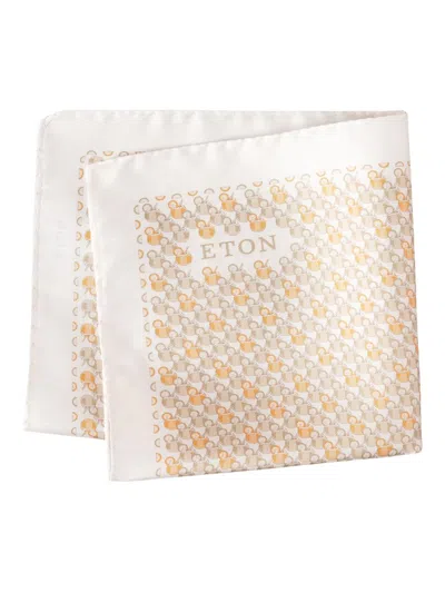 Eton Men's Cocktail Print Silk Pocket Square In Orange