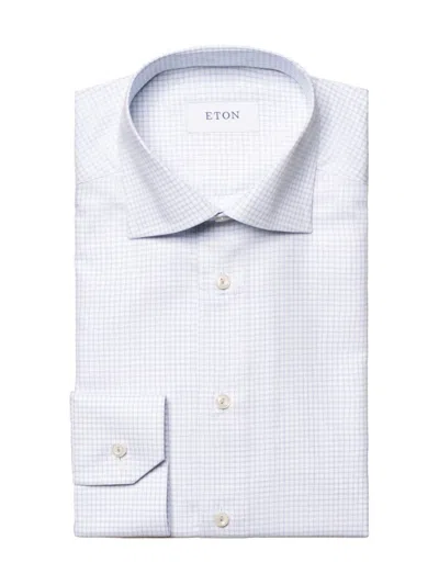 Eton Men's Contemporary-fit Check Cotton-blend Shirt In Purple Check