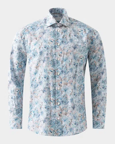 Eton Men's Elevated Contemporary-fit Cotton Floral Sport Shirt In Pastel Blue