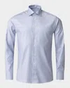 Eton Mens Light Blue Houndstooth-patterned Slim-fit Cotton-blend Shirt
