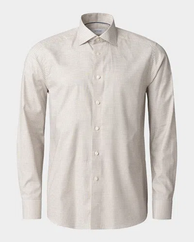 Eton Men's Contemporary Fit Grid Check Sport Shirt In Light Beige