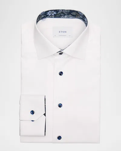 Eton Men's Contemporary-fit Organic Cotton Dress Shirt With Floral Lining In White