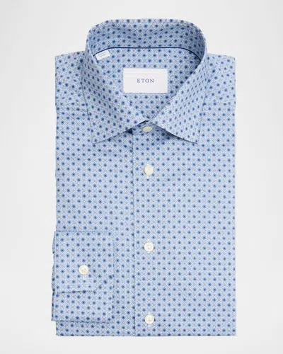 Eton Men's Contemporary-fit Organic Cotton Geometric Dress Shirt In Blue