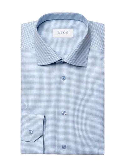Eton Men's Contemporary-fit Textured Cotton-tencel Shirt In Blue