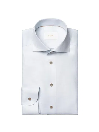 Eton Men's Contemporary Fit Textured Cotton-linen Shirt In Blue