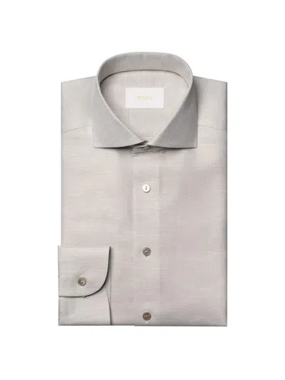 Eton Men's Contemporary Fit Textured Cotton-linen Shirt In Neutral
