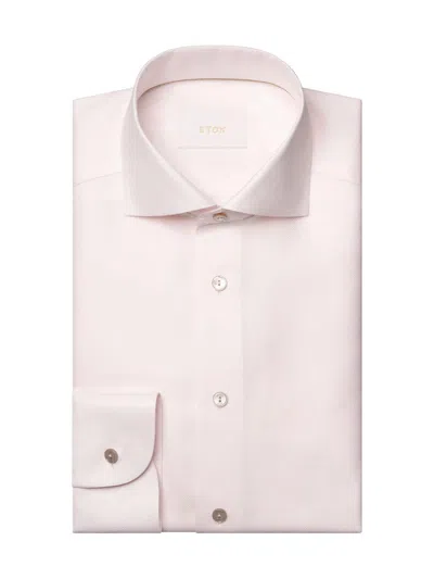 Eton Men's Contemporary Fit Textured Cotton-linen Shirt In Pink