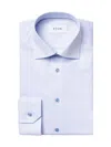 Eton Cotton Textured Convertible Cuff Contemporary Fit Dress Shirt In Blue
