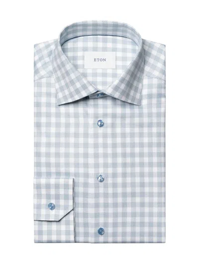 Eton Men's Contemporary-fit Check Twill Button-front Shirt In Blue