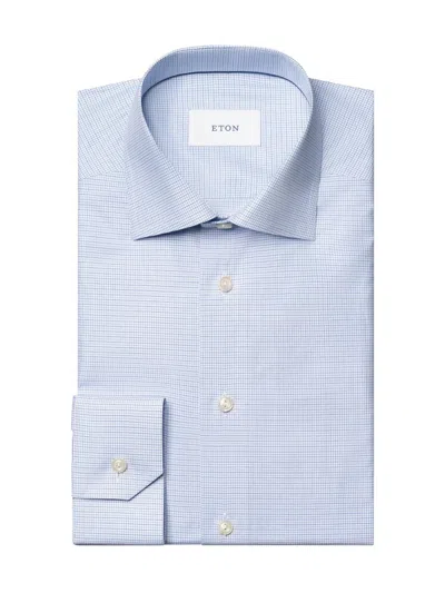 Eton Men's Contemporary-fit Check Twill Shirt In Blue