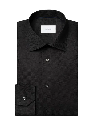 Eton Cotton Dobby Contemporary Fit Shirt In Black